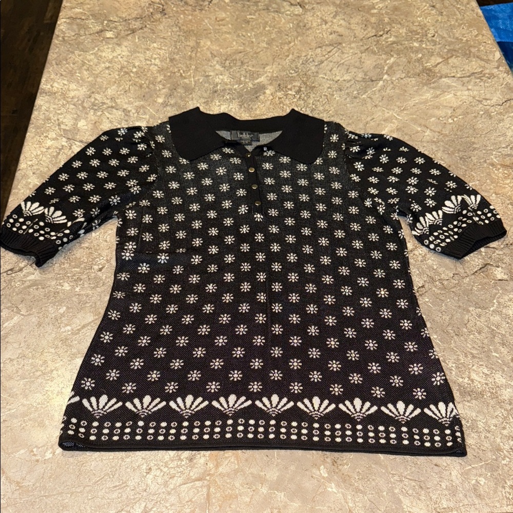 Belldini Black and White Patterned‎ Polo